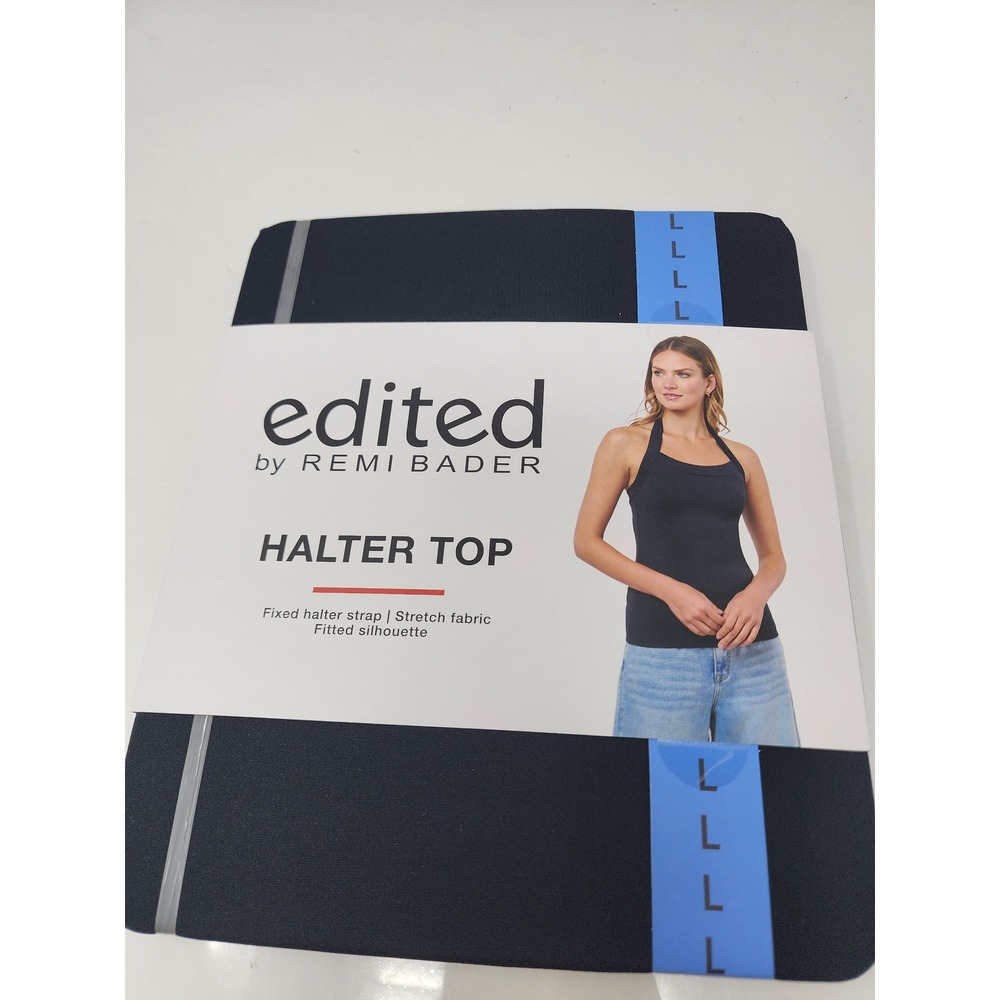 Edited by Remi Bader Womens Halter Top Black Nylon Blend Casual Size Large